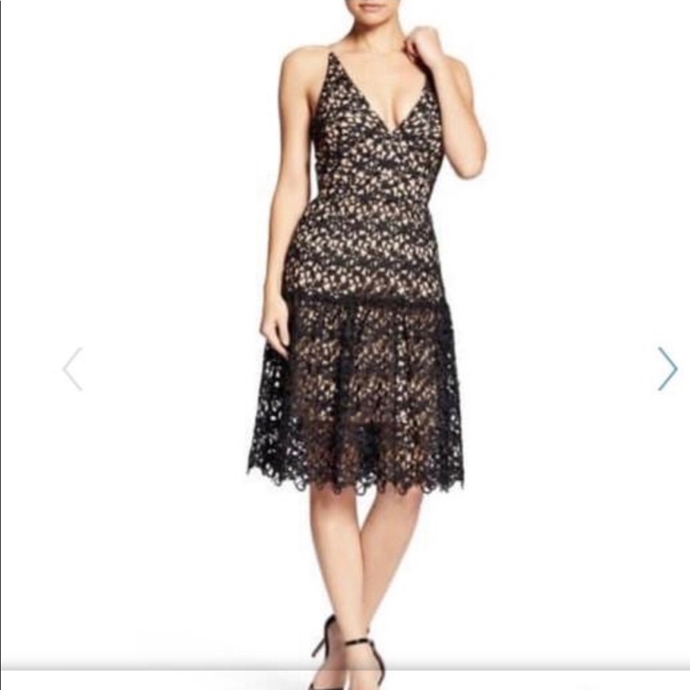 Dress the Population Black Lace Dress Sz M NWT